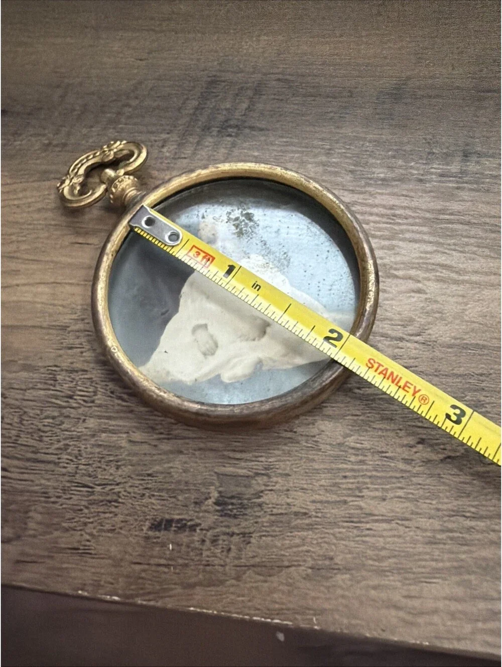 Antique Photograph of Child in Round Gold Frame Victorian